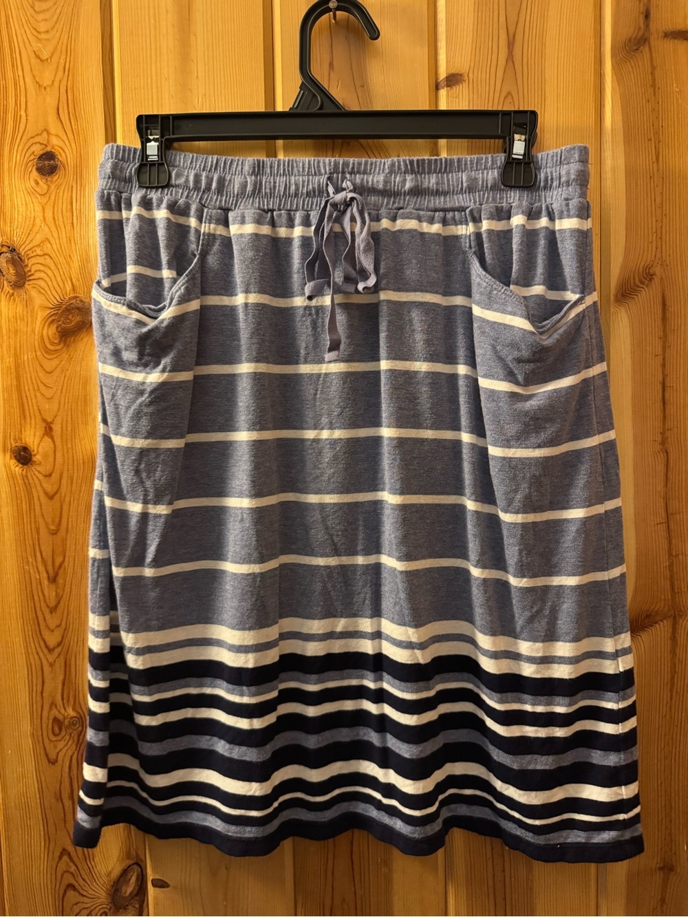 Max Studio Blue & White Striped Midi Skirt